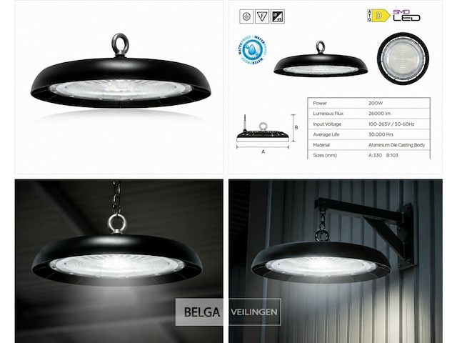 5 x led highbay ufo – 200w – 6400k koud wit – ip65 – agora-200 - afbeelding 6 van  6