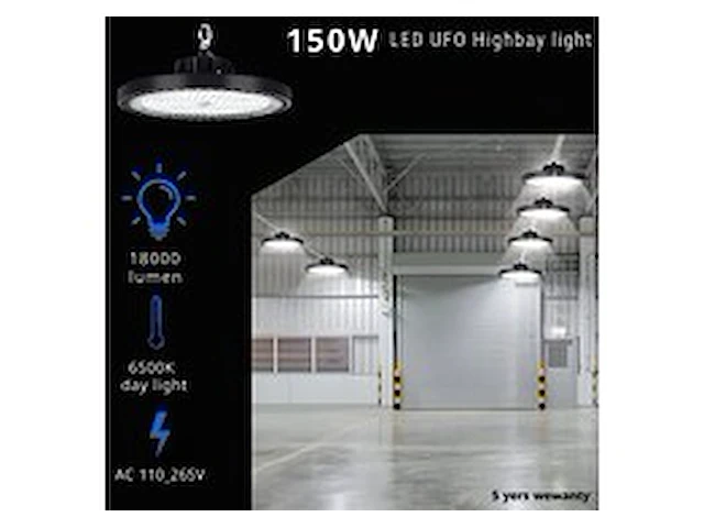 5 x led highbay ufo pro 150w – instelbaar 60% / 80% / 100% – 6500k – web-150 - afbeelding 1 van  7