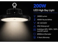 5 x led highbay ufo pro 200w – instelbaar 60% / 80% / 100% – 4000k – web-200