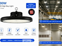 5 x led highbay ufo pro 200w – instelbaar 60% / 80% / 100% – 4000k – web-200 - afbeelding 4 van  6