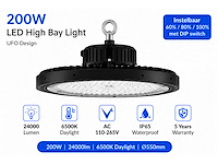 5 x led highbay ufo pro 200w – instelbaar 60% / 80% / 100% – 6500k – web-200 - afbeelding 3 van  6