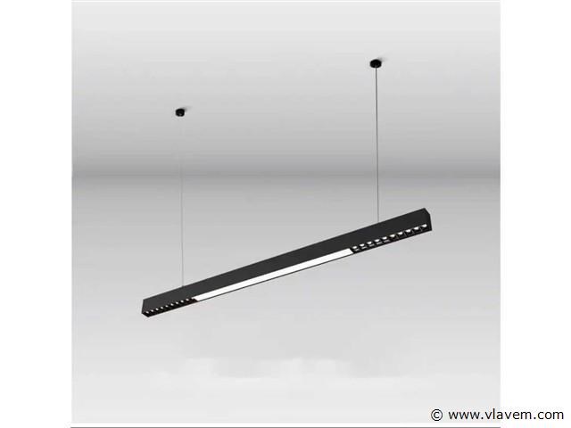 5 x led lineaire hanglamp – 35w – 120cm – ip20 – zwart – inclusief montageset - afbeelding 2 van  5