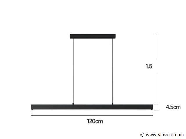 5 x led lineaire hanglamp – 35w – 120cm – ip20 – zwart – inclusief montageset - afbeelding 6 van  6