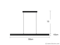 5 x led lineaire hanglamp – 35w – 120cm – ip20 – zwart – inclusief montageset - afbeelding 6 van  6