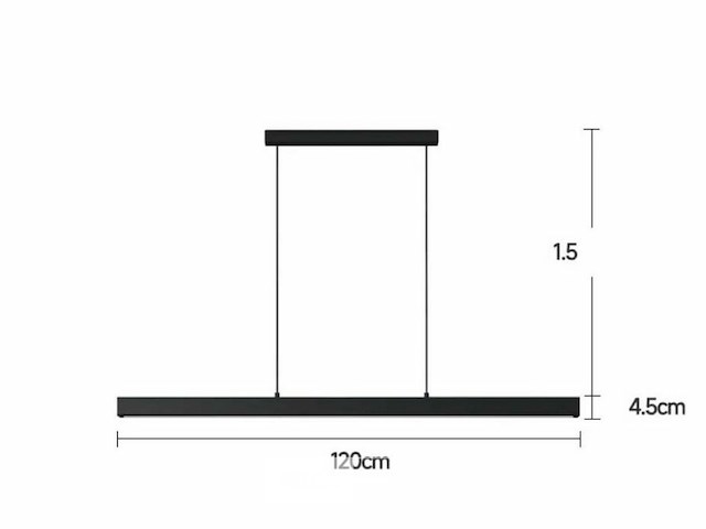 5 x led lineaire hanglamp – 35w – 120cm – ip20 – zwart – inclusief montageset - afbeelding 4 van  6