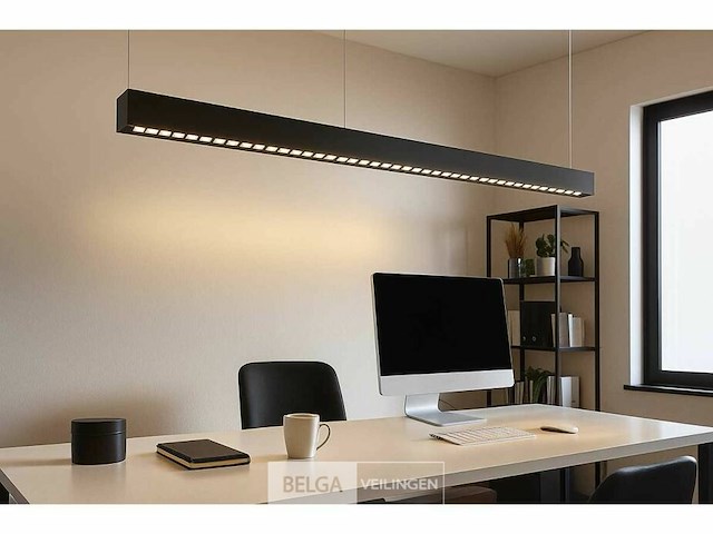 5 x led lineaire hanglamp – 35w – 120cm – ip20 – zwart – inclusief montageset - afbeelding 1 van  7