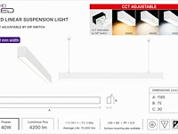 5 x led lineaire hanglamp 40w – 3cct instelbaar - wit – innova3-40 3cct - afbeelding 5 van  6