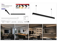 5 x led lineaire hanglamp 40w – 3cct instelbaar - zwart – innova3-40 3cct - afbeelding 4 van  4