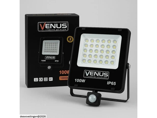 5 x led schijnwerper 100w met bewegingssensor – 4000k neutraal wit – ip65 – flag-100 - afbeelding 3 van  6