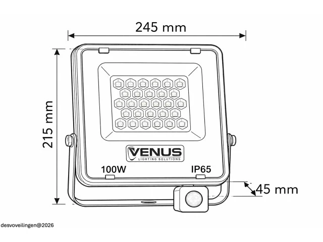 5 x led schijnwerper 100w met bewegingssensor – 4000k neutraal wit – ip65 – flag-100 - afbeelding 5 van  6