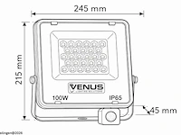 5 x led schijnwerper 100w met bewegingssensor – 4000k neutraal wit – ip65 – flag-100 - afbeelding 5 van  6