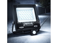 5 x led schijnwerper 100w met bewegingssensor – 6500k koud wit – ip65 – flag-100 - afbeelding 1 van  5