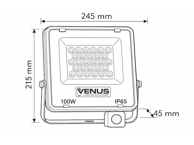 5 x led schijnwerper 100w met bewegingssensor – 6500k koud wit – ip65 – flag-100 - afbeelding 4 van  5