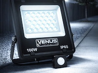 5 x led schijnwerper 100w met bewegingssensor – 6500k koud wit – ip65 – flag-100 - afbeelding 1 van  5