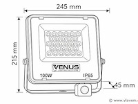 5 x led schijnwerper 100w met bewegingssensor – 6500k koud wit – ip65 – flag-100 - afbeelding 4 van  5