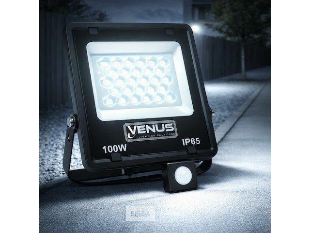 5 x led schijnwerper 100w met bewegingssensor – 6500k koud wit – ip65 – flag-100 - afbeelding 1 van  6