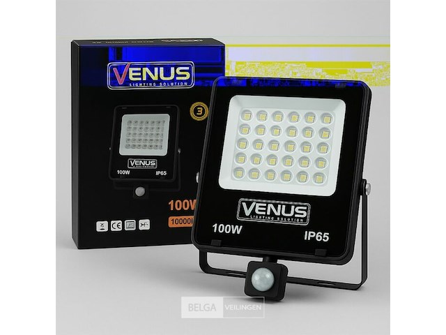 5 x led schijnwerper 100w – met sensor – 6500kkoud wit – ip65 waterdicht - afbeelding 3 van  6