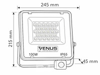 5 x led schijnwerper 100w – met sensor – 6500kkoud wit – ip65 waterdicht - afbeelding 5 van  6