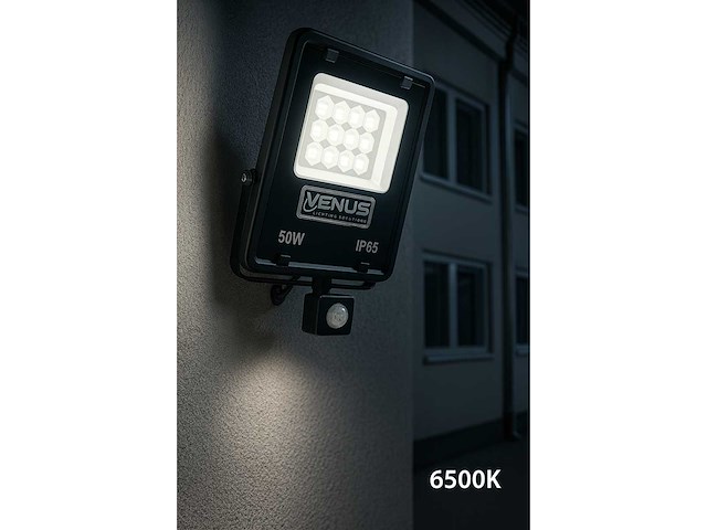 5 x led schijnwerper 50w met bewegingssensor – 6500k koud wit – ip65 – flag-50 - afbeelding 1 van  1
