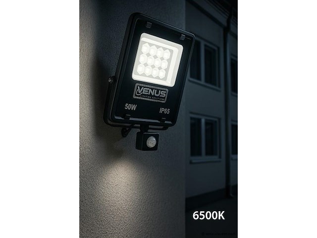 5 x led schijnwerper 50w met bewegingssensor – 6500k koud wit – ip65 – flag-50 - afbeelding 1 van  5