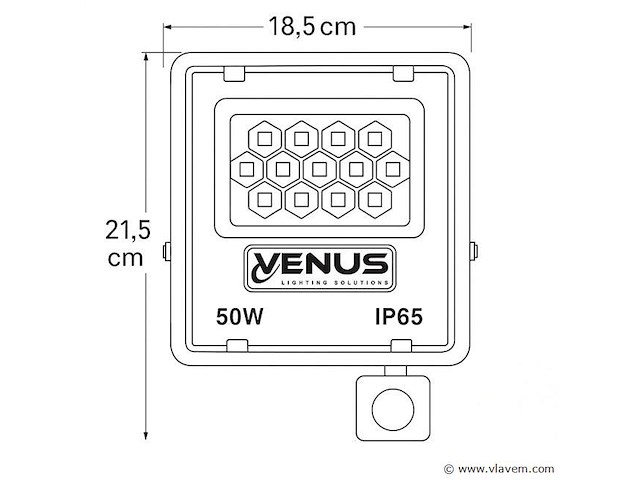 5 x led schijnwerper 50w met bewegingssensor – 6500k koud wit – ip65 – flag-50 - afbeelding 4 van  5