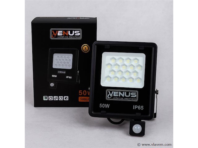 5 x led schijnwerper 50w met bewegingssensor – 6500k koud wit – ip65 – flag-50 - afbeelding 5 van  5