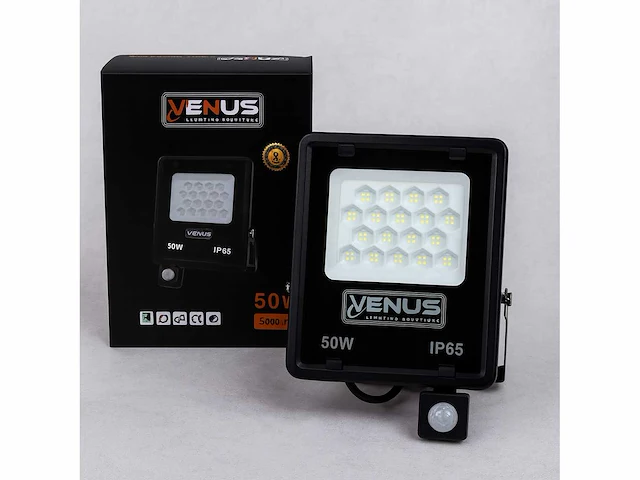 5 x led schijnwerper 50w met bewegingssensor – 6500k koud wit – ip65 – flag-50 - afbeelding 5 van  5