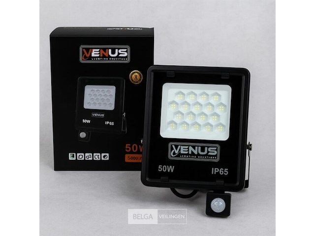 5 x led schijnwerper 50w – met sensor – 4000k naturaal wit – ip65 waterdicht - afbeelding 6 van  6