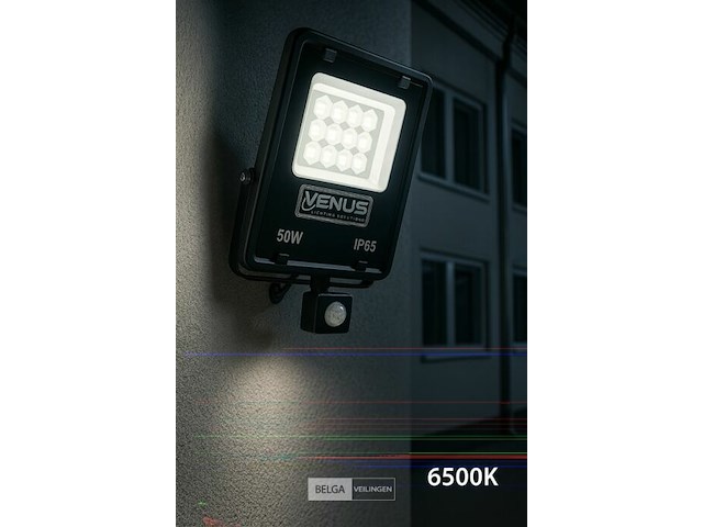 5 x led schijnwerper 50w – met sensor – 6500kkoud wit – ip65 waterdicht - afbeelding 2 van  6