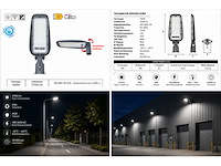 5 x led straatlamp 100w – 6400k koud wit - grijs – ip65 – florida-100 - afbeelding 2 van  5