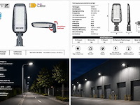 5 x led straatlamp 100w – 6400k koud wit - grijs – ip65 – florida-100 - afbeelding 5 van  5