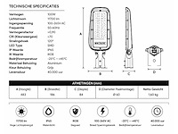 5 x led straatlamp 100w – 6400k koud wit - grijs – ip65 – florida-100 - afbeelding 4 van  5