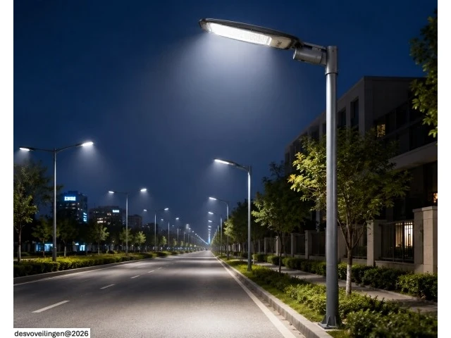 5 x led straatlamp 100w – 6400k koud wit - grijs – ip65 – florida-100 - afbeelding 3 van  6