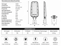 5 x led straatlamp 100w – 6400k koud wit - grijs – ip65 – florida-100 - afbeelding 5 van  6