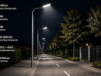 5 x led straatlamp 100w – 6400k koud wit - grijs – ip65 – florida-100 - afbeelding 3 van  5