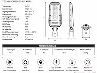 5 x led straatlamp 100w – 6400k koud wit - grijs – ip65 – florida-100 - afbeelding 4 van  5