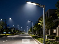 5 x led straatlamp 100w – 6400k koud wit - grijs – ip65 – florida-100 - afbeelding 3 van  6