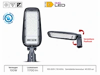 5 x led straatlamp 100w – 6400k koud wit - grijs – ip65 – florida-100 - afbeelding 1 van  5