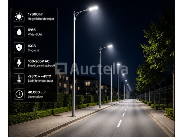 5 x led straatlamp 150w – 6400k koud wit - grijs – ip65 – florida-150 - afbeelding 2 van  5