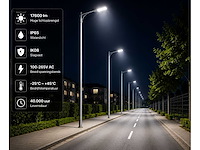 5 x led straatlamp 150w – 6400k koud wit - grijs – ip65 – florida-150 - afbeelding 3 van  5