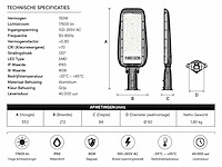 5 x led straatlamp 150w – 6400k koud wit - grijs – ip65 – florida-150 - afbeelding 4 van  5