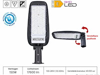 5 x led straatlamp 150w – 6400k koud wit - grijs – ip65 – florida-150 - afbeelding 1 van  5