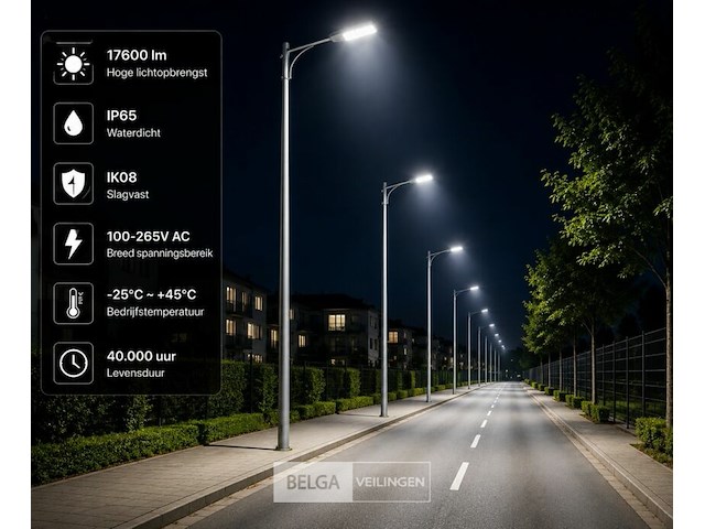 5 x led straatlamp 150w – 6400k koud wit - grijs – ip65 – florida-150 - afbeelding 4 van  6