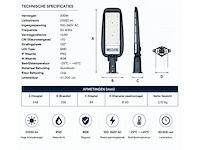 5 x led straatlamp 200w – 6400k koud wit - grijs – ip65 – florida-200 - afbeelding 2 van  5