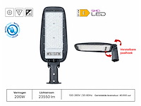 5 x led straatlamp 200w – 6400k koud wit - grijs – ip65 – florida-200 - afbeelding 1 van  5