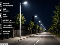 5 x led straatlamp 200w – 6400k koud wit - grijs – ip65 – florida-200 - afbeelding 4 van  6