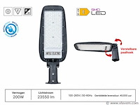 5 x led straatlamp 200w – 6400k koud wit - grijs – ip65 – florida-200 - afbeelding 1 van  5