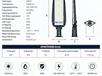 5 x led straatlamp 200w – 6400k koud wit - grijs – ip65 – florida-200 - afbeelding 4 van  5