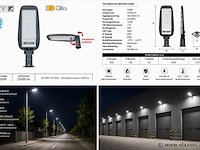 5 x led straatlamp 200w – 6400k koud wit - grijs – ip65 – florida-200 - afbeelding 5 van  5