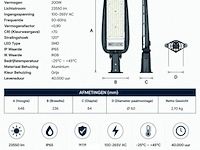 5 x led straatlamp 200w – 6400k koud wit - grijs – ip65 – florida-200 - afbeelding 5 van  6